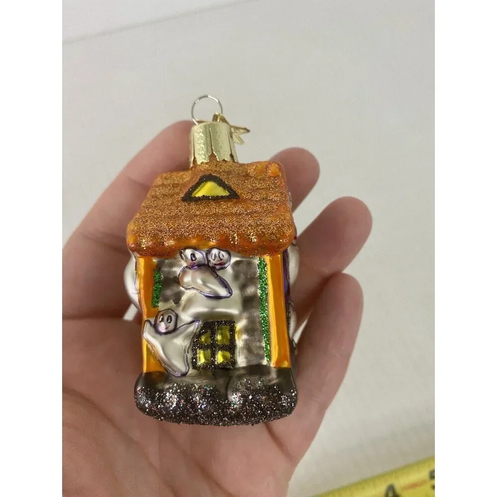 Inge Halloween Haunted House Ornament Decoration Blown Glass 3”‎ Ghosts Rare